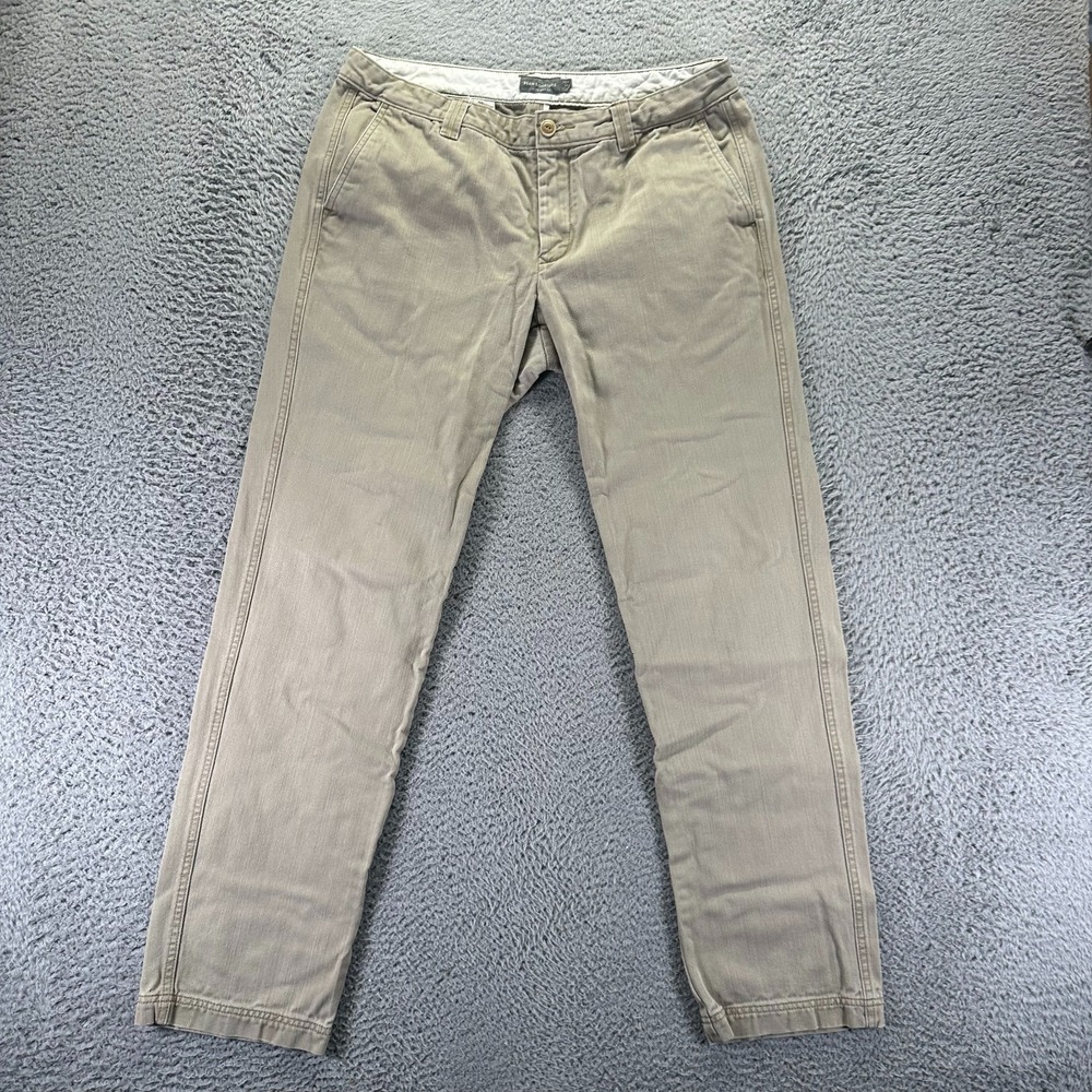 L.L.Bean Signature Pant Men 36x32 Beige Cotton Chino Straight Slim Preppy Career